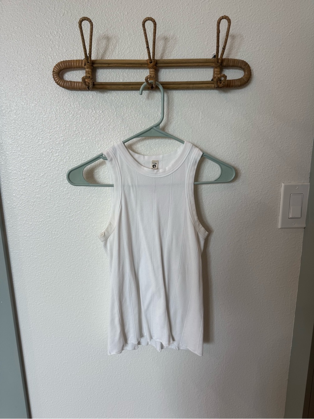 Free People White Ribbed Sleeveless Tank